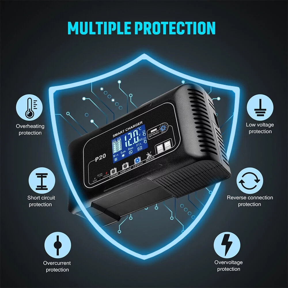 12V/24V Battery Charger with LCD Display D451