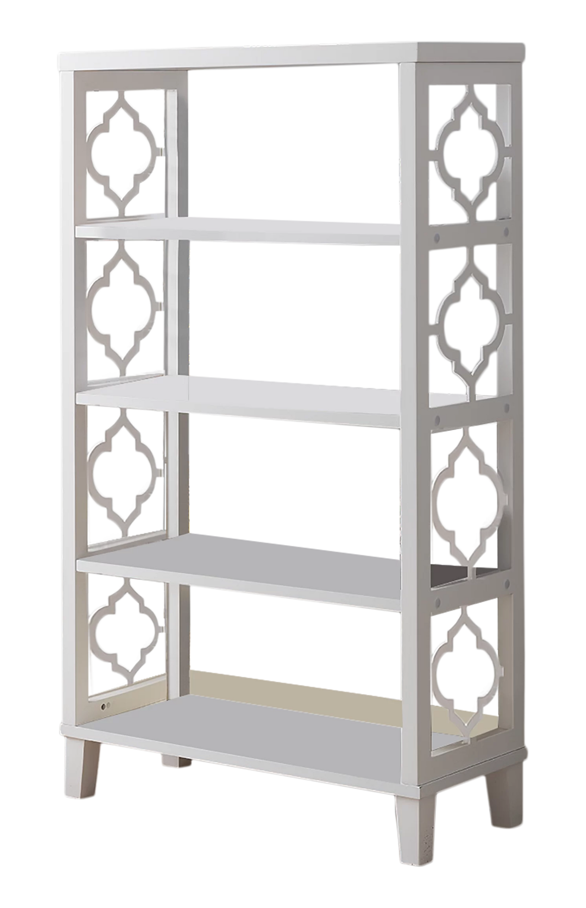 White 5 Tier Wood Bookcase F606