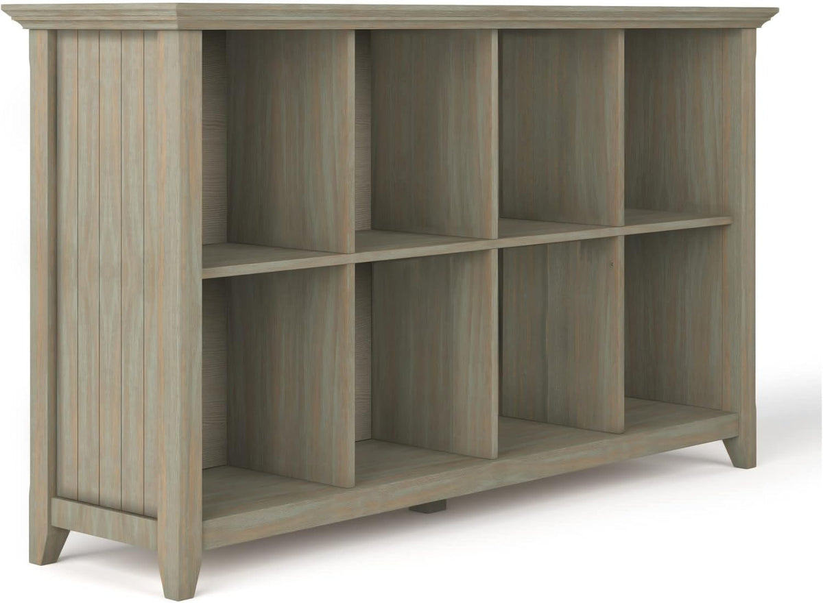 Solid Wood 8 Cube Storage Sofa Table in Brunette Brown Z683644