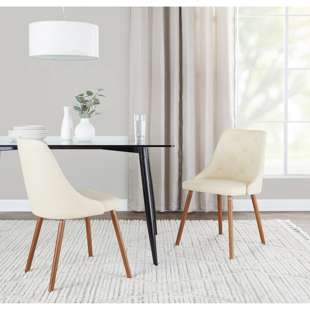 Cream Faux Leather Chair with Tapered Wood Legs Set of 2 M865736