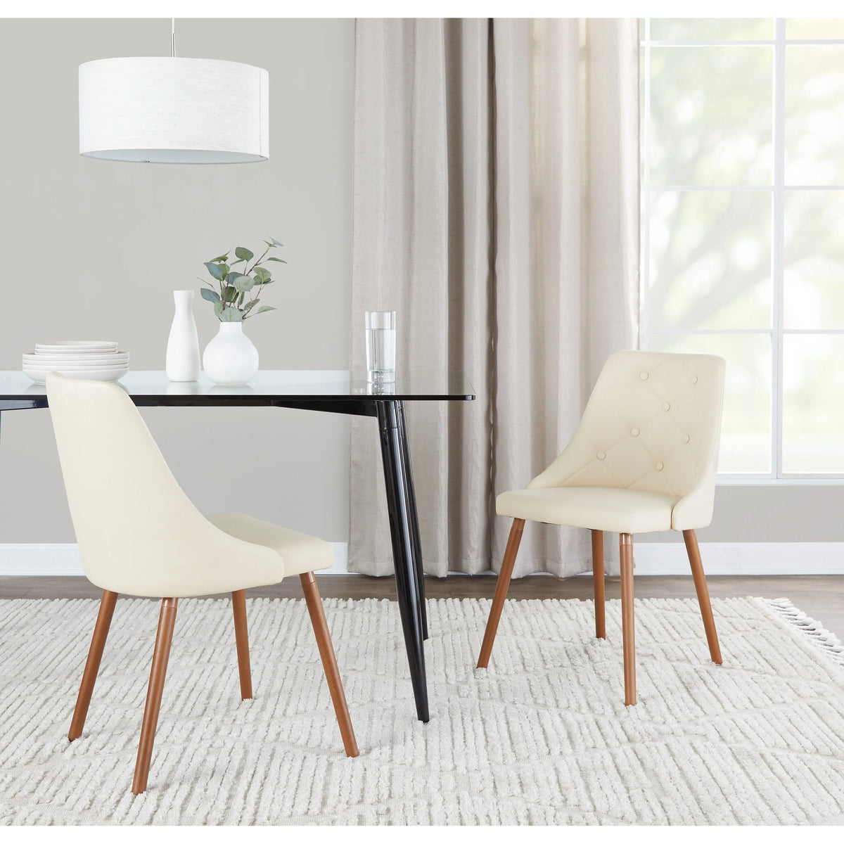Cream Faux Leather Chair with Tapered Wood Legs Set of 2 M865736