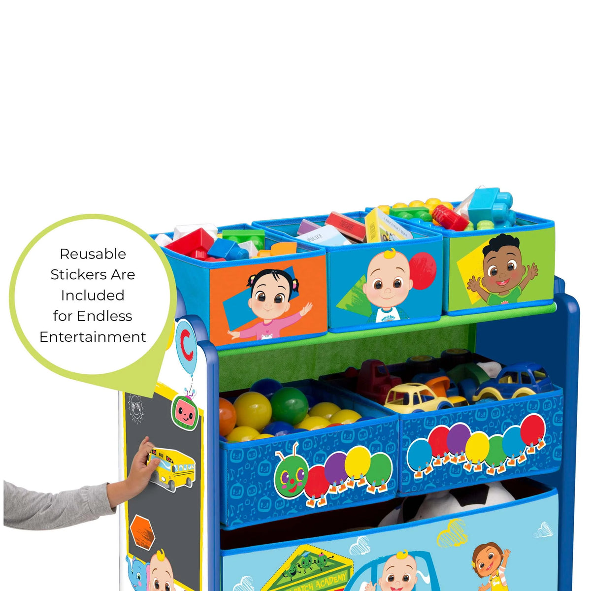 4-Piece Toddler Playroom Set with Play Table and 6 Bin Toy Organizer W54023