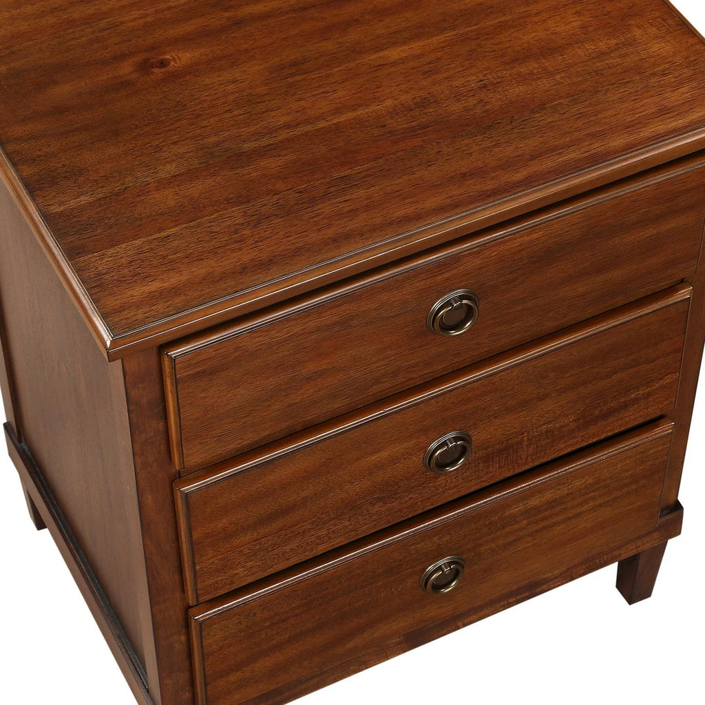Brown 3-Drawer Wood Nightstand M1342