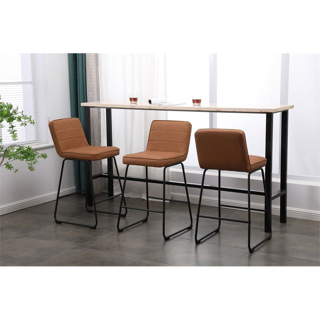 Faux Leather Counter Stool in Camel (Set of 3) F844