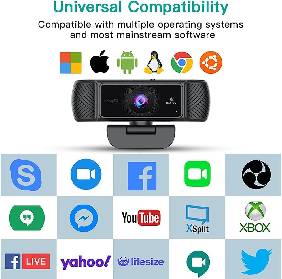 1080P AutoFocus USB Webcam with Microphone and Privacy Cover R86858