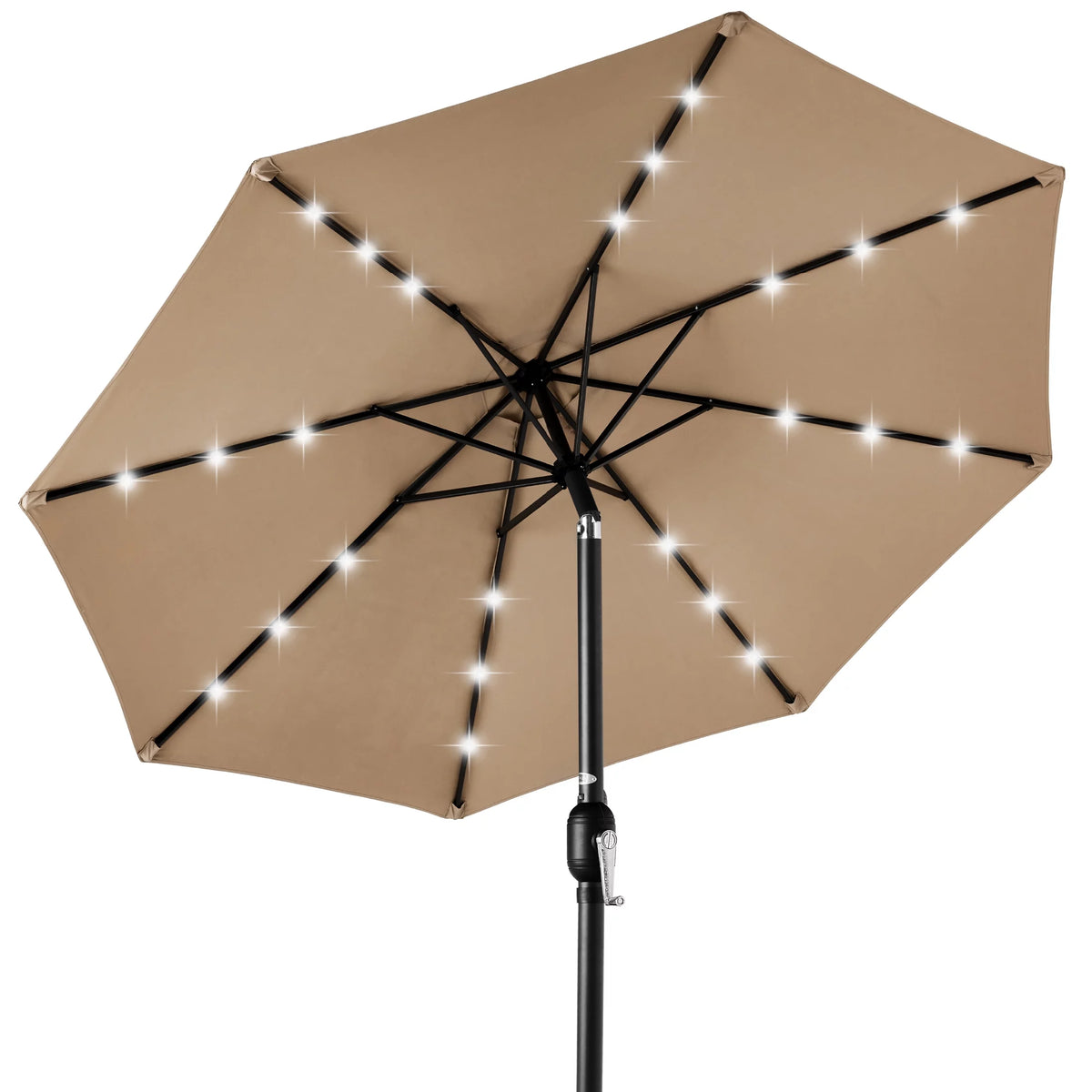 10ft Solar LED Lighted Patio Umbrella with Tilt Adjustment K642933