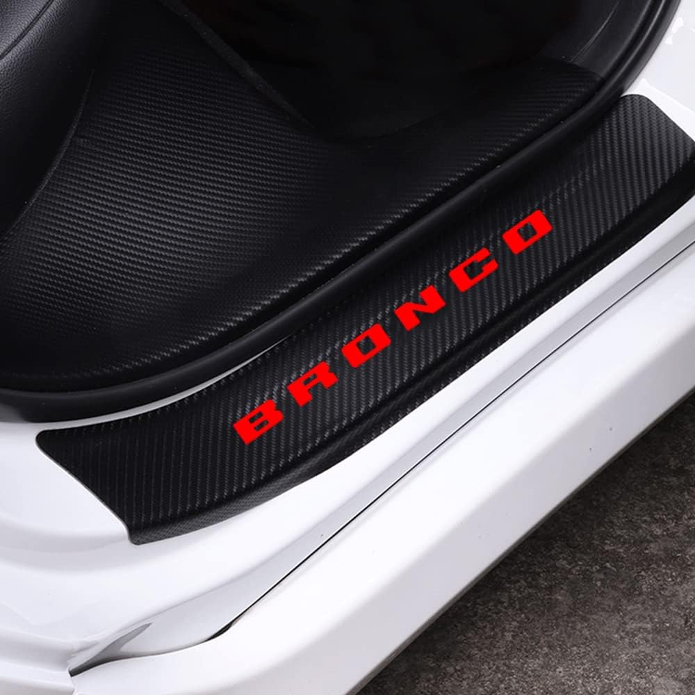 Carbon Fiber Vinyl Sticker Car Door Sill Protector Scuff Plate Pack of 2 V148