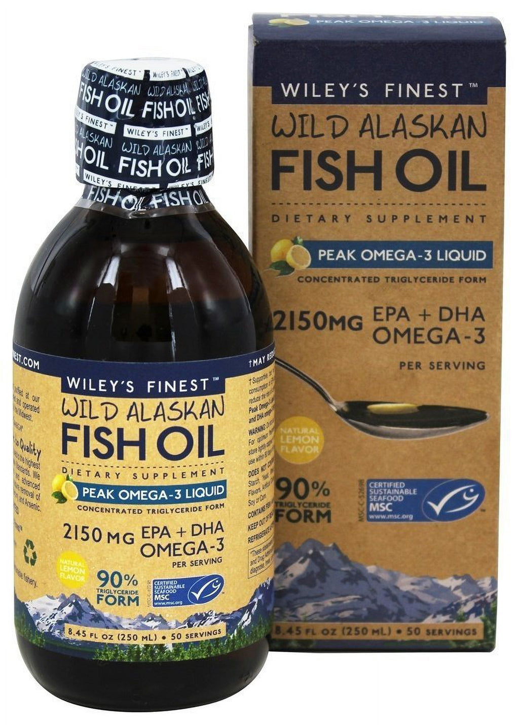 Wild Alaskan Fish Oil Liquid 2150mg EPA + DHA Omega-3 Supplement 50 Servings I96808