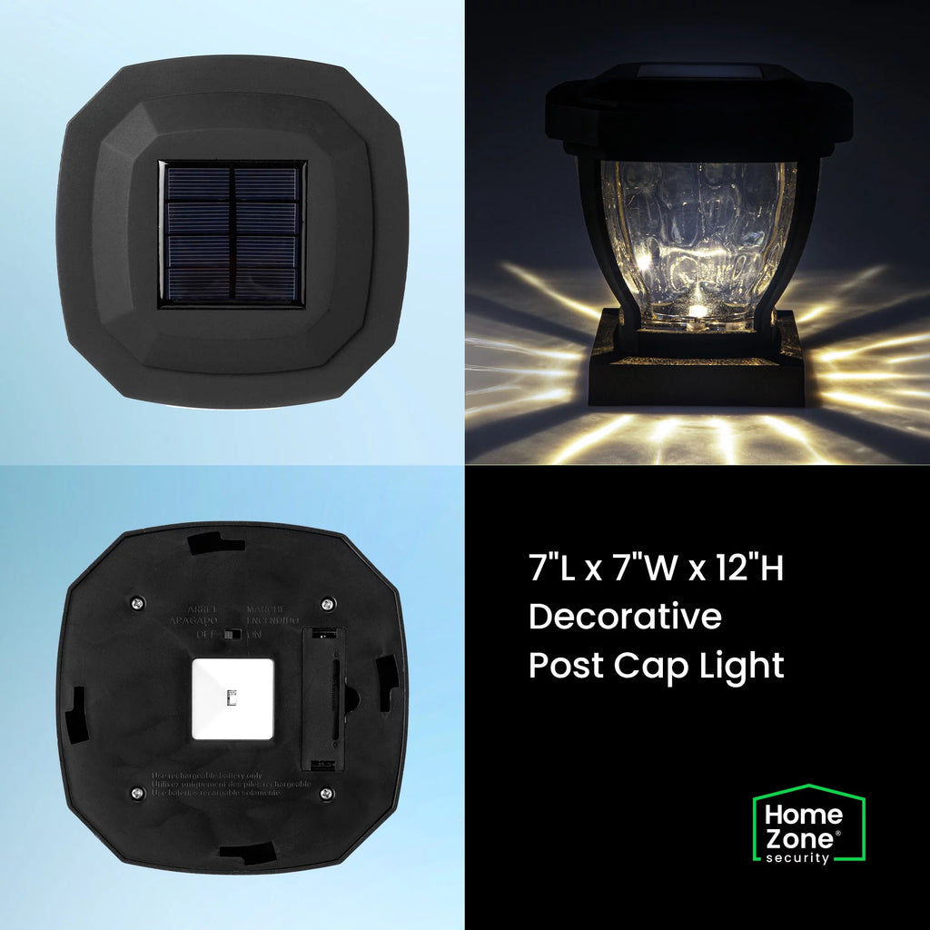 Black Solar LED Post Cap Lights, 2 Pack G407553