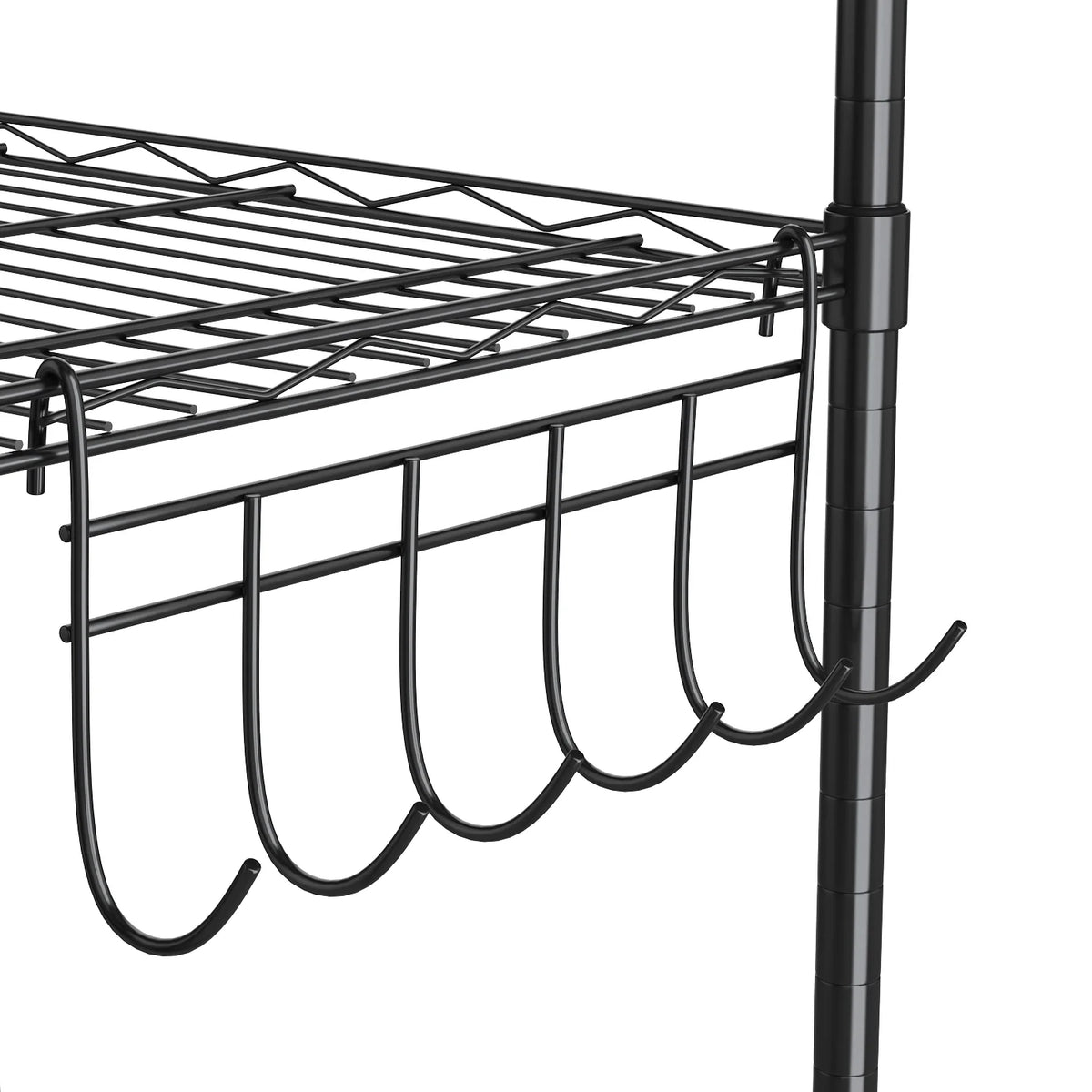 6 Shelves Wire Metal Heavy Duty Shelving Rack with Wheel, Silver Z688811